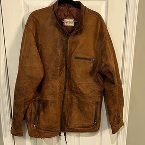 Vintage 80s/90s Brown Leather Men's Jacket Sz 42